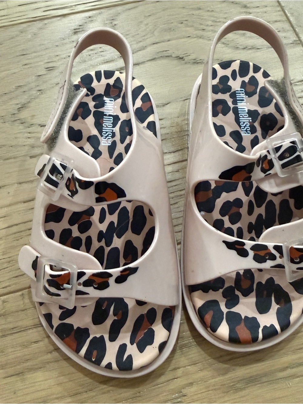 Mini Melissa | Blush Pink Jelly Sandals with Leopard